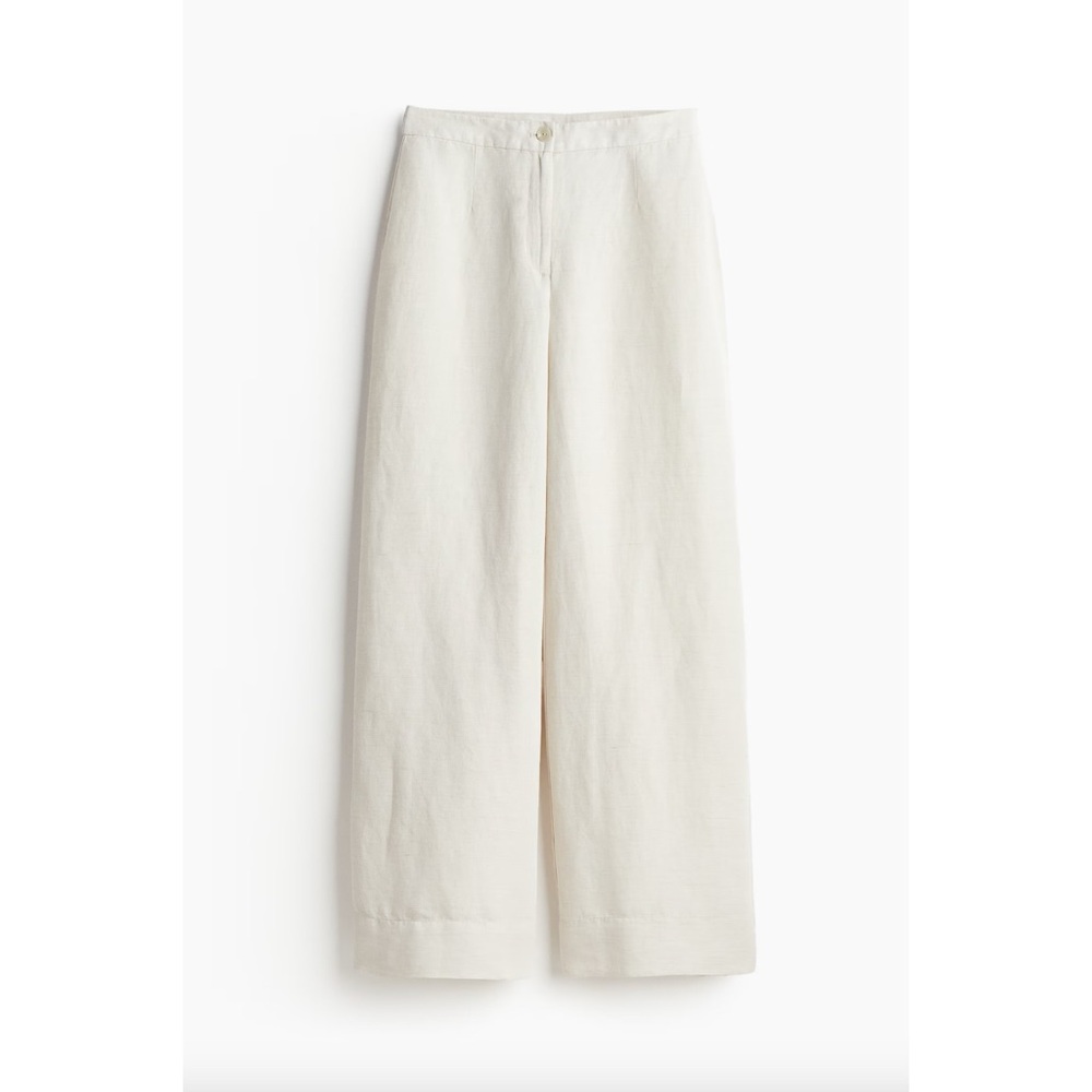 H&M Linen Blend Pants Natural White